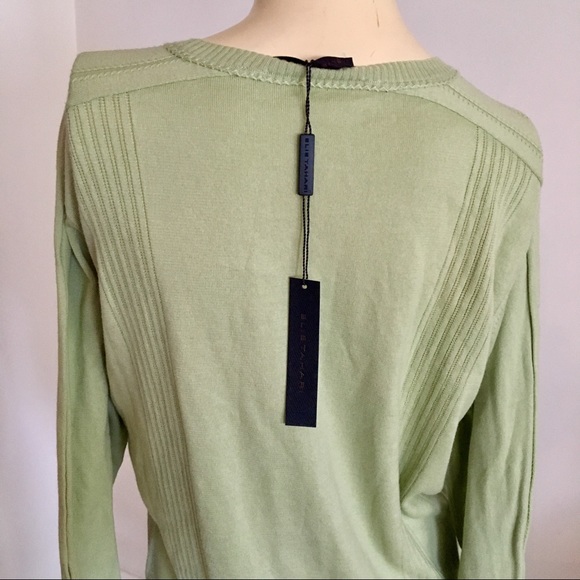 Elie Tahari green crewneck long sleeve cotton sweater size large - Picture 3 of 6